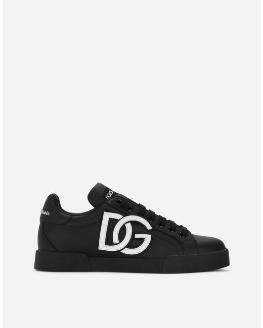 Dolce & Gabbana Leather Calfskin Portofino Sneakers With Dg Logo in ...