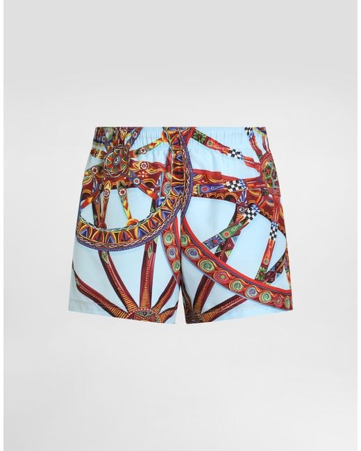 Dolce & Gabbana White Carretto-Print Swim Boxer Shorts for men