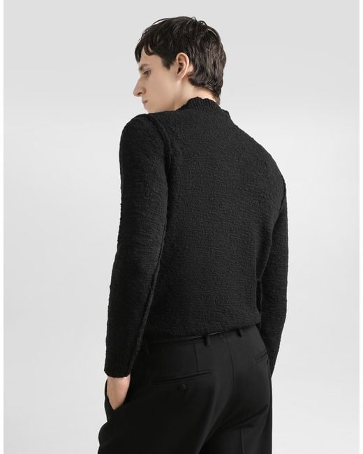 Dolce & Gabbana Black High-Neck Wool Pullover for men