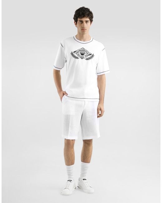 Dolce & Gabbana White Linen Jogging Trousers for men