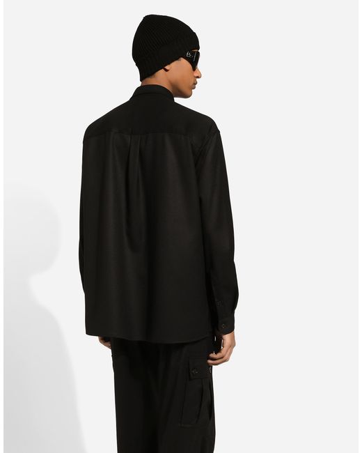 Dolce & Gabbana Oversize-Hemd Aus Flanell in Black für Herren