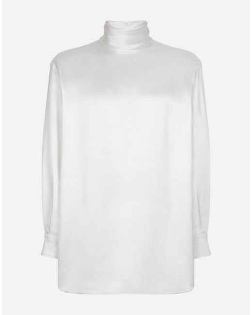 Dolce & Gabbana Weiter Rollkragenpullover Aus Seide Mit Manschetten in White für Herren