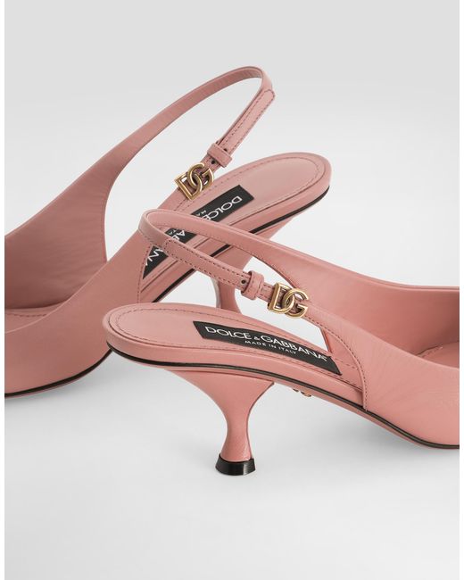 Dolce & Gabbana Pink Lollo Polished Calfskin Slingback