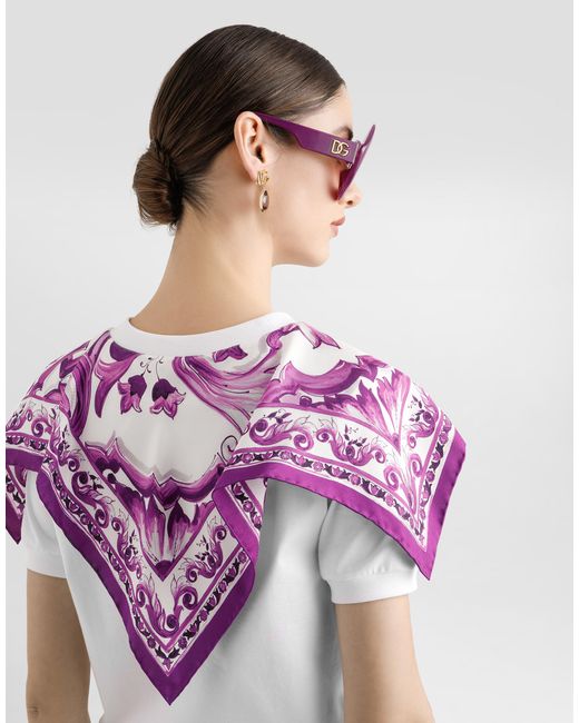 Dolce & Gabbana Purple T-Shirt With Silk Foulard