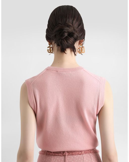Dolce & Gabbana Pink Cashmere Tank Top With Inside-Out Seams