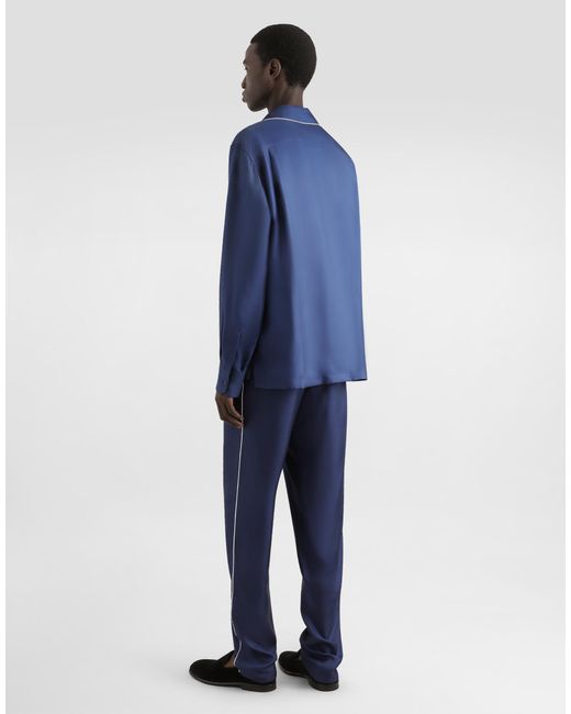 メンズ Dolce & Gabbana ジョギングパンツ シルク Dgエンブロイダリーパッチ Blue