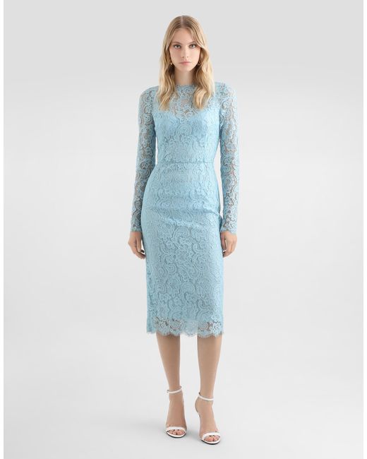 Dolce & Gabbana Blue Cordonetto Lace Sheath Dress