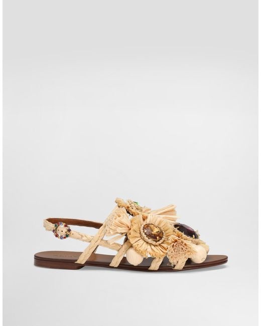 Dolce & Gabbana Natural Braided Rafia Flip-Flops