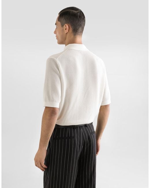 Dolce & Gabbana White Short-Sleeved Cotton Polo-Shirt for men