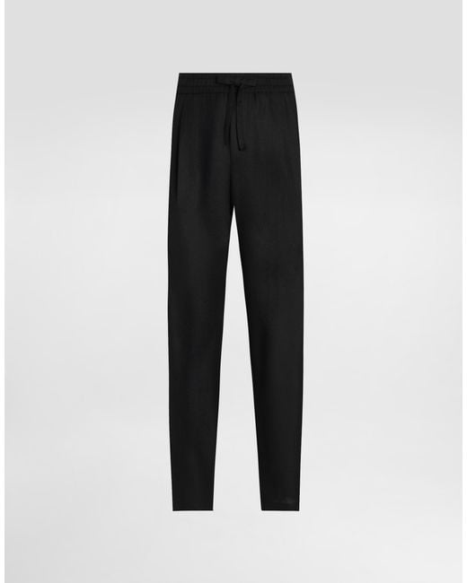 Dolce & Gabbana Black Garment-Dyed Wool Joggers for men