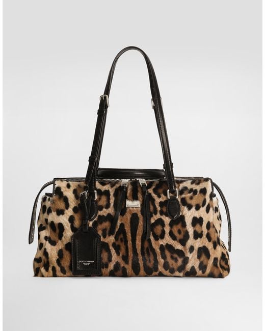 Dolce & Gabbana Black Leo-Print Vittoria Bag