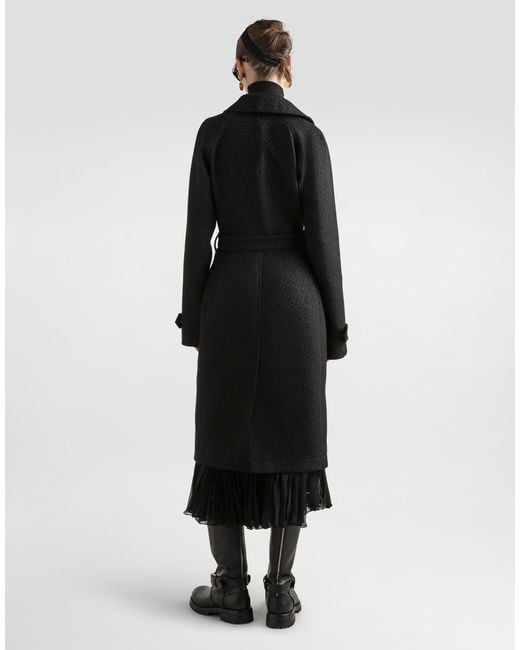 Dolce & Gabbana Black Tweed Trench Coat