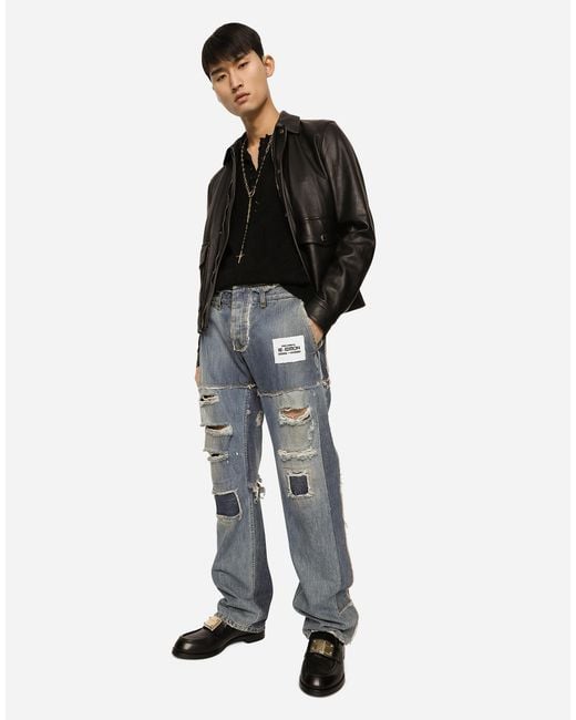Dolce & Gabbana Black Leather Jacket for men