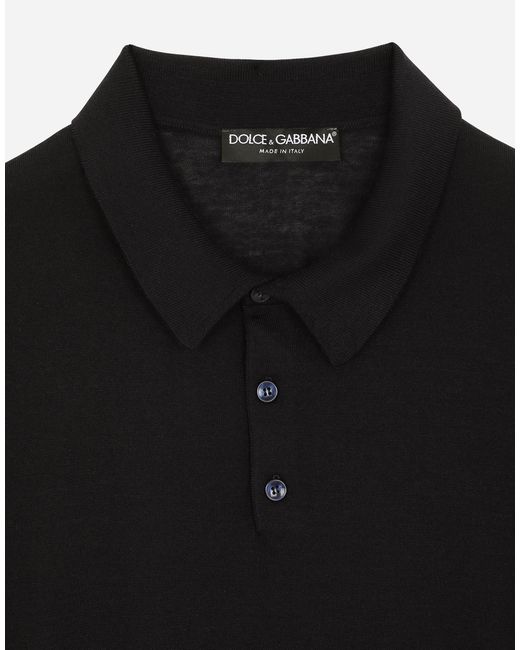Dolce & Gabbana Black Extra-Fine Cashmere Polo-Shirt for men