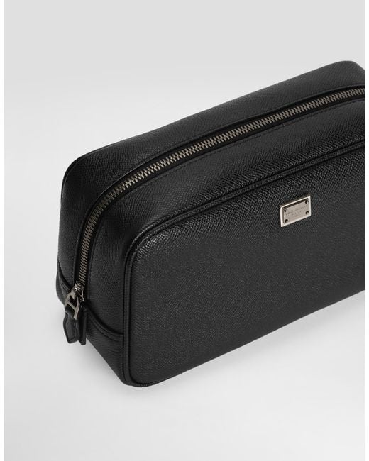 Dolce & Gabbana Black Sicily Calfskin Necessaire for men