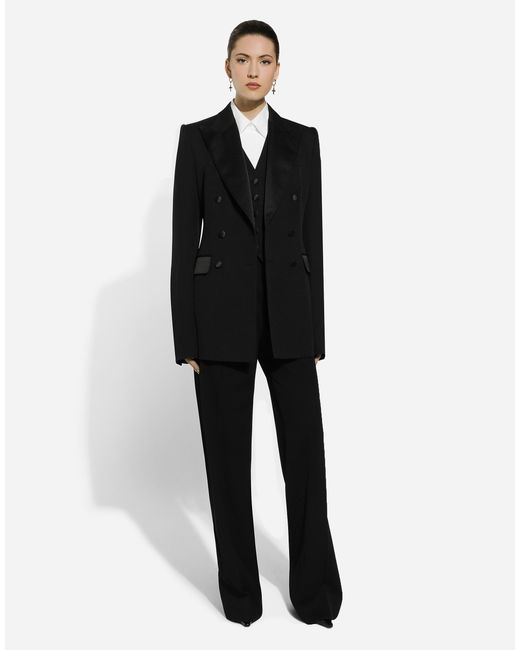 Dolce & Gabbana Black Flared Wool Gabardine Pants