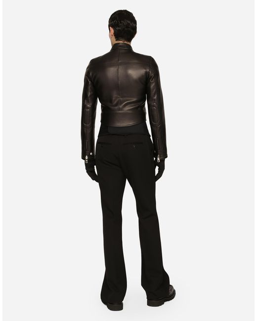 Dolce & Gabbana Black Nappa Leather Biker Jacket for men