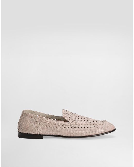 Dolce & Gabbana Slipper Aus Glänzendem Ziegenleder in Natural für Herren