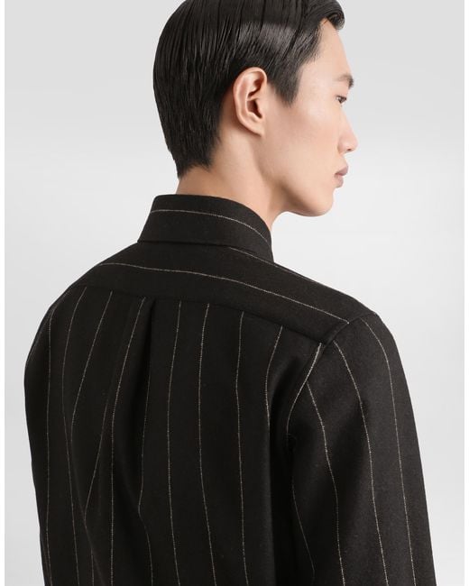 メンズ Dolce & Gabbana Pinstriped Flannel Shirt Black