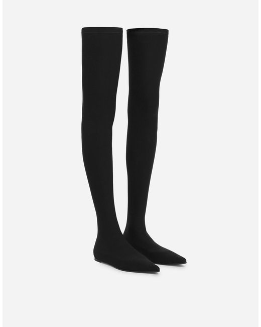 Dolce & Gabbana White Stretch Over-The-Knee Boots