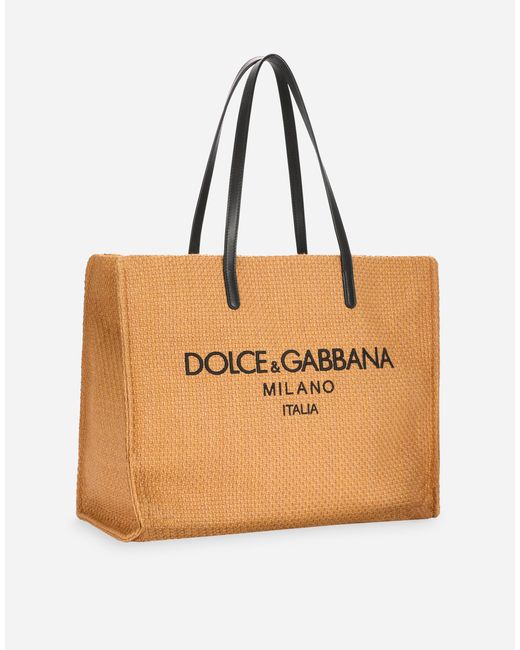 メンズ Dolce & Gabbana ショッピングバッグ ロゴ ラフィア Natural