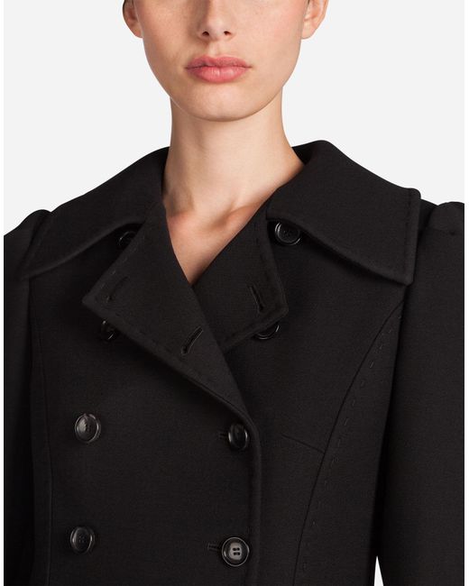 dolce and gabbana black wool coat