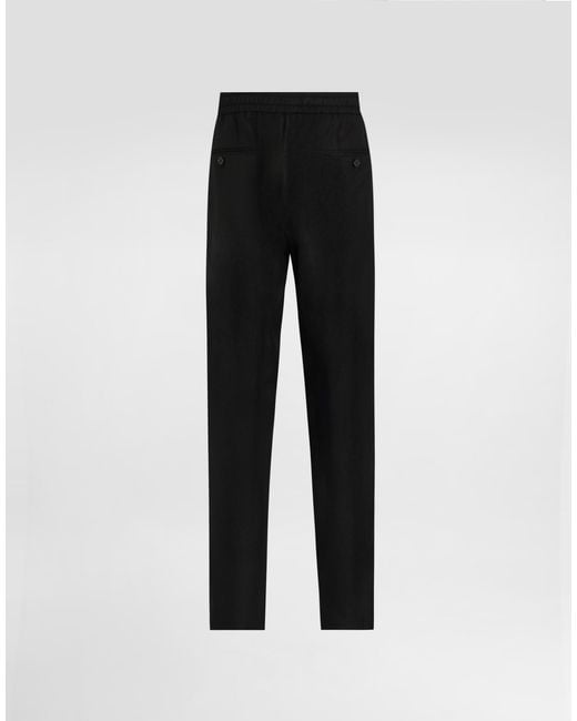 Dolce & Gabbana Black Garment-Dyed Wool Joggers for men