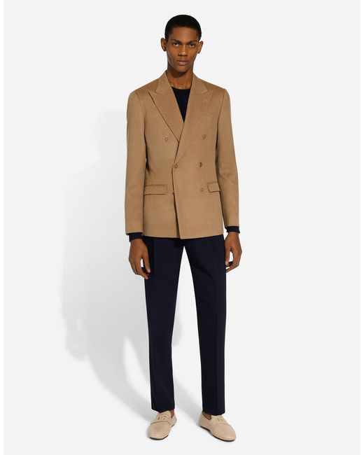 Dolce & Gabbana Brown Double-Breasted Silk/Cashmere Taormina-Fit Jacket for men
