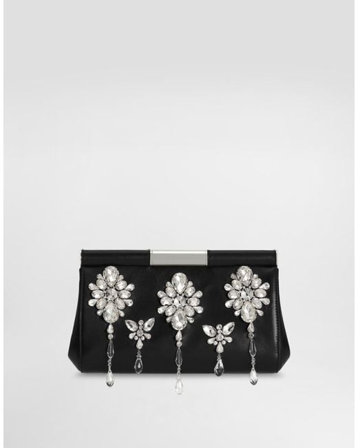 Dolce & Gabbana Black Crystal Embroidered Marlene Handbag