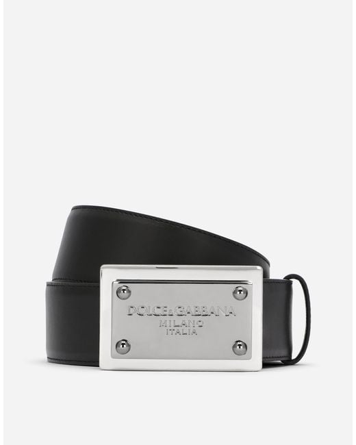 Dolce & Gabbana Black Logo-Buckle Leather Belt for men