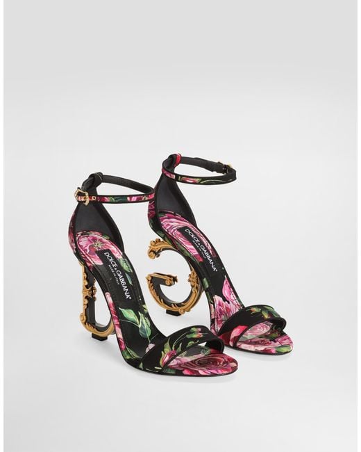 Dolce & Gabbana Satin Baroque Dg Sandals White