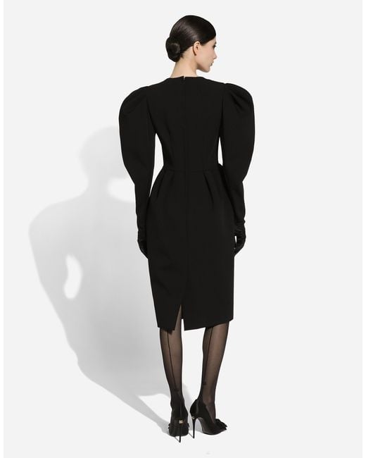 Robe Mi-Longue En Laine Avec Encolure Ouverte Dolce & Gabbana en coloris Black