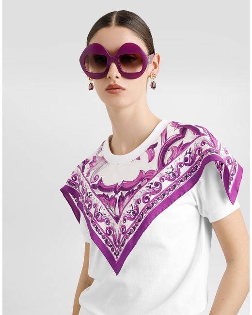 Dolce & Gabbana Purple T-Shirt With Silk Foulard