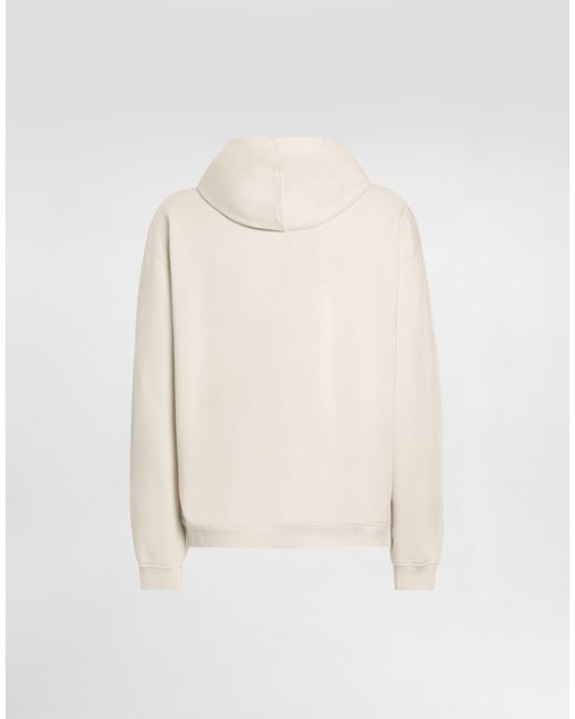 Dolce & Gabbana Natural Jersey Hoodie With Embroidery for men