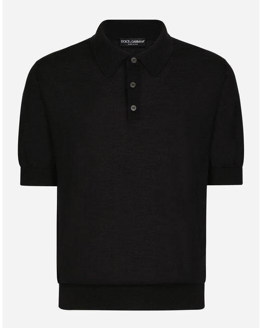 Dolce & Gabbana Black Extra-Fine Cashmere Polo-Shirt for men