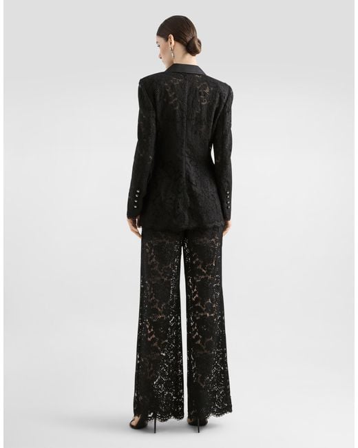 Dolce & Gabbana Black Lace Double-breasted Blazer Jacket