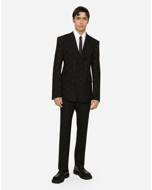 メンズ Dolce & Gabbana シングルブレストブレザー シチリアフィット ウール Dgジャカード Black