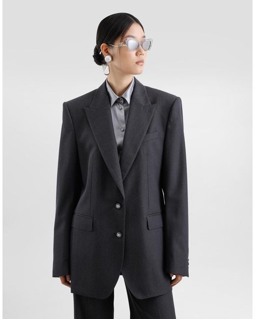 Dolce & Gabbana Blue Oversize Woolen Jacket