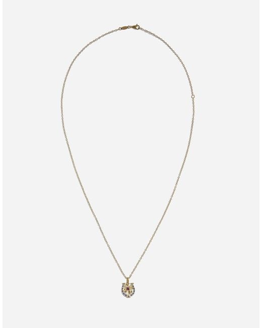 Dolce & Gabbana White Good Luck Necklace 18 Carat And And Rubies for men
