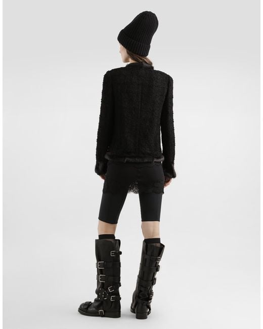 Dolce & Gabbana Black Single-Breasted Tweed Jacket