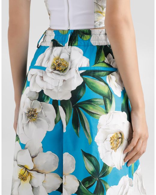 【関税込み】DOLCE&GABBANA PALAZZO PANTS Majolica-print twill pants in Multicolor for Women
