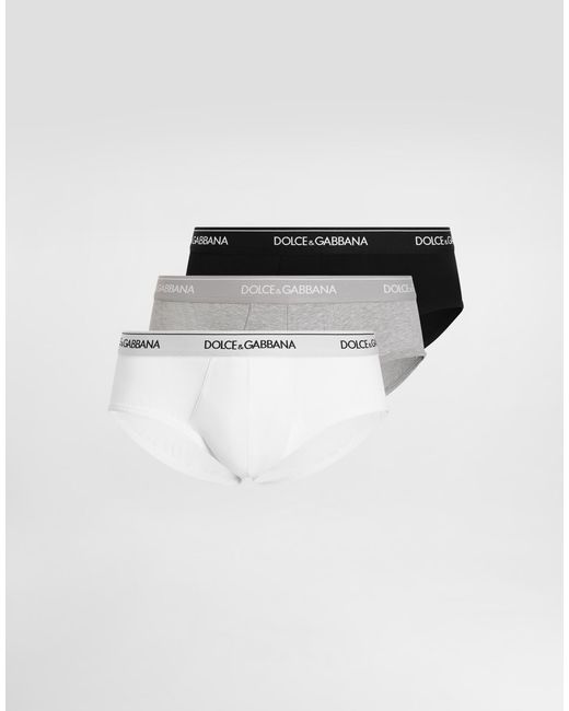 Dolce & Gabbana 3Er-Pack Slip Brando Regular Aus Stretchjersey in Black für Herren