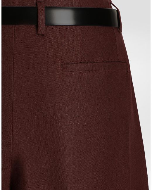 Dolce & Gabbana Purple Tailored Linen Canvas Trousers