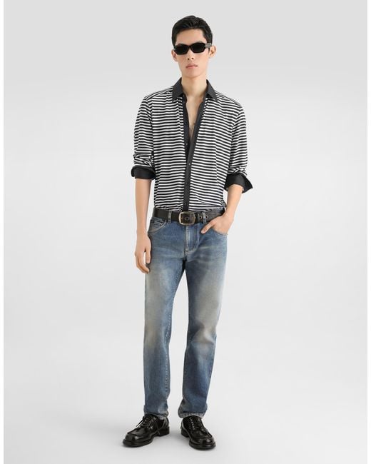 Dolce & Gabbana Multicolor Striped Jersey Shirt for men