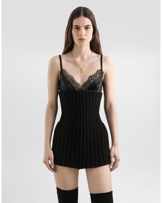 Dolce & Gabbana Black Wool And Cashmere Miniskirt