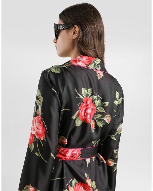 Dolce & Gabbana Black Rose Bouquet-Print Vanity Twill Shirt