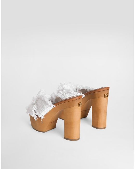 Dolce & Gabbana White Sandalo Zeppa