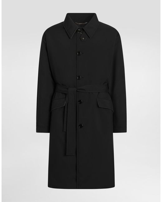 Dolce & Gabbana Black Single-Breasted Nylon Trench Coat for men