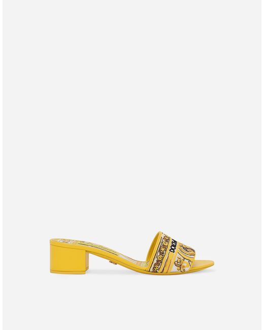 Dolce & Gabbana Yellow Mules With Majolica Embroidery