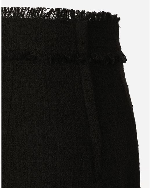 Dolce & Gabbana Black Tweed Midi Skirt With Dg Logo